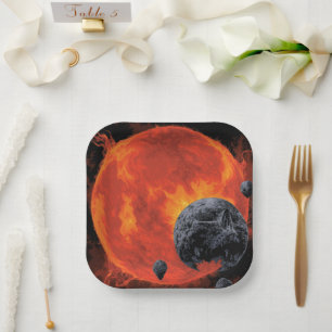 Assiettes En Carton Cimetière Spatial Crâne Halloween Galaxie d'Horreu