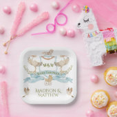 Assiettes En Carton Cimier Crest Aquarelle bébé garçon douche (Fête)