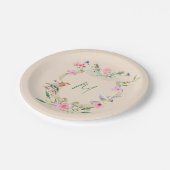 Assiettes En Carton Cimier floral Monogramme Sexe Neutre (Angle)