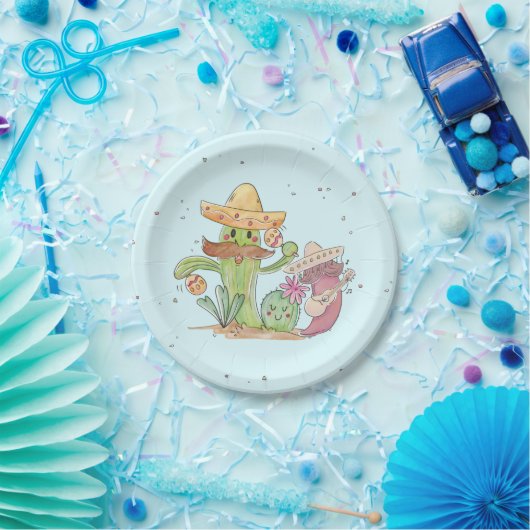 Assiettes En Carton Cinco de Mayo chantant Cactus et Pepper Mariachis (Fête)