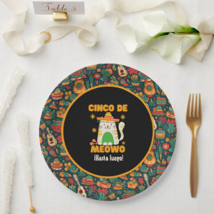 Assiettes En Carton Cinco De Mayo - Cute Cat