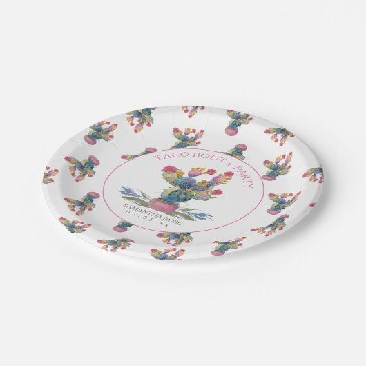 Assiettes En Carton Cinco de Mayo Fiesta Aquarelle Cactus (Angle)