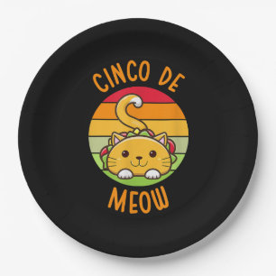Assiettes En Carton Cinco De Meow Cinco De Mayo Funny Tacos Cat Lover