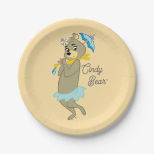 Assiettes En Carton Cindy Bear tenant le parasol