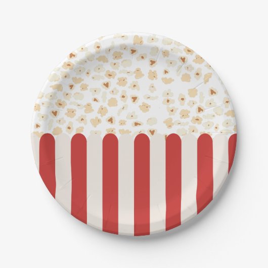 Assiettes En Carton Cinéma Popcorn Retro (Devant)