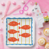 Assiettes En Carton Cinq poissons amusants conception nautique (Fête)
