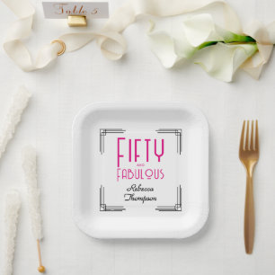Assiettes En Carton Cinquante ans et Fabuleux Rose Chaud Art Déco 50e