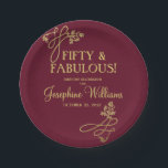 Assiettes En Carton Cinquante et fabuleux Anniversaire Rouge Or<br><div class="desc">Elégant 50 et Fabulous plaques de fête d'anniversaire pour votre événement spécial avec de l'or filigree pour ajouter quelques festivités supplémentaires. Pour toute question de conception, envoyez un courriel à charmdesignstudio@rcn.com et nous serons heureux de vous aider. Il y a beaucoup d'autres articles de fête qui seraient appropriés pour votre...</div>