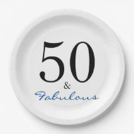 Assiettes En Carton Cinquante et fabuleux Blue Birthday Typographie
