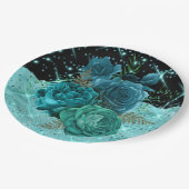 Assiettes En Carton Cinquante et fabuleux| Conception Turquoise du 50e (Angle)