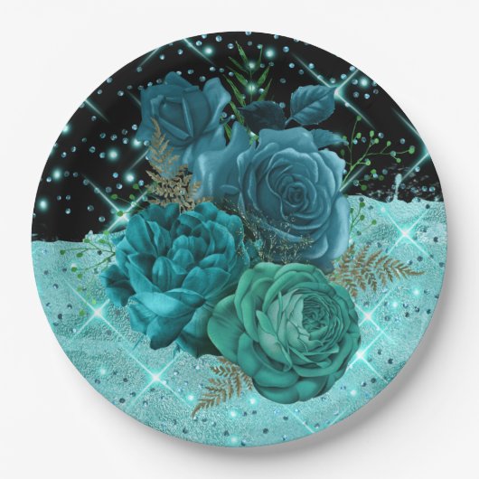 Assiettes En Carton Cinquante et fabuleux| Conception Turquoise du 50e (Devant)