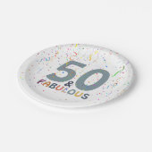 Assiettes En Carton Cinquante et fabuleux Fun Confetti Blue Typographi (Angle)