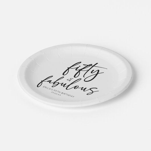 Assiettes En Carton Cinquante et fabuleux Minimal 50e fête d'anniversa (Angle)