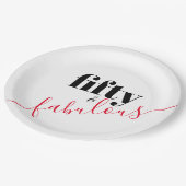Assiettes En Carton Cinquante et fabuleux script noir et rouge (Angle)