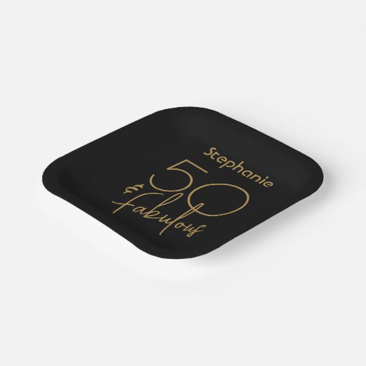 Assiettes En Carton Cinquante et fabuleux script or 5e anniversaire mo (Angulaire)