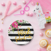 Assiettes En Carton Cinquante et plat fabuleux - floraux avec noir et (Fête)