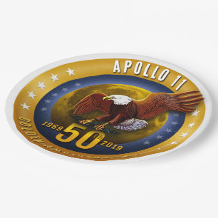 Assiettes En Carton Cinquantième anniversaire Eagle d'or d'Apollo 11