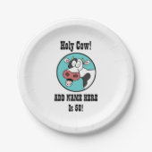 Assiettes En Carton Cinquantième plats personnalisés par vache sainte (Devant)