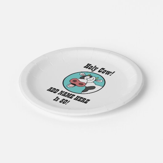 Assiettes En Carton Cinquantième plats personnalisés par vache sainte (Angle)