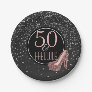 Assiettes En Carton Cinquantième rose argenté noir fabuleux de la f