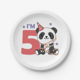 Assiettes En Carton Cinquième Panda Anniversaire Pour Enfants 5 Ans Pl