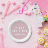 Assiettes En Carton Circle moderne Pastel rose Joyeux Noël (Fête)