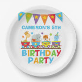 Assiettes En Carton Circus Animal Train Cute Enfants Nom Anniversaire  (Devant)