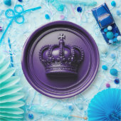 Assiettes En Carton Cire de sceau de couronne violette royale mariage (Fête)