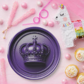 Assiettes En Carton Cire de sceau de couronne violette royale mariage (Fête)