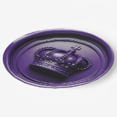 Assiettes En Carton Cire de sceau de couronne violette royale mariage (Angle)