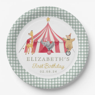 Assiettes En Carton Cirque Aquarelle Anniversaire animaux mignons