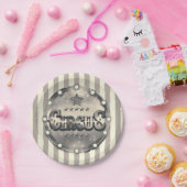 Assiettes En Carton Cirque vintage rayures rayées Personnalisé Chic Pa (Fête)