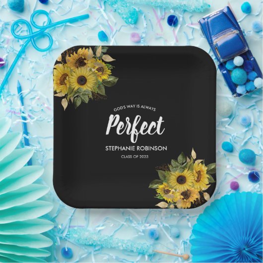 Assiettes En Carton Citation biblique tournesol moderne (Fête)