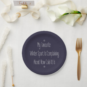 Assiettes En Carton Citation de cadeau drôle Mon décor de sport d'hive