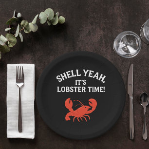 Assiettes En Carton Citation de la fête du homard rouge noir rétro