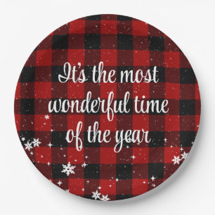 Assiettes En Carton Citation de Noël sur Buffalo Plaid