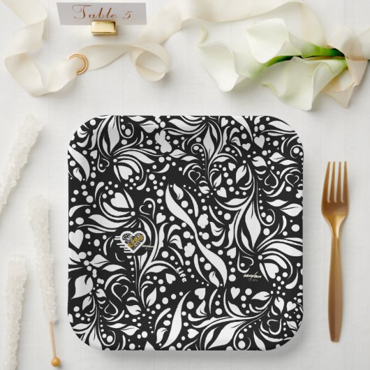 Assiettes En Carton Citation de vie Plaques de papier noir par Adiela (Mariage)