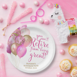 Assiettes En Carton Citation drôle de retraite rose