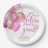 Assiettes En Carton Citation drôle de retraite rose (Devant)
