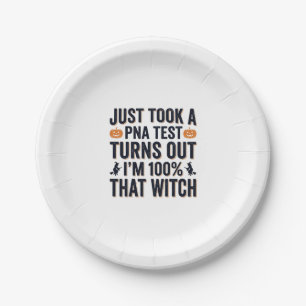 Assiettes En Carton Citation drôle de sorcière pour test de Halloween