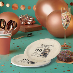 Assiettes En Carton Citation drôle personnalisée Retro Journal 80e ann