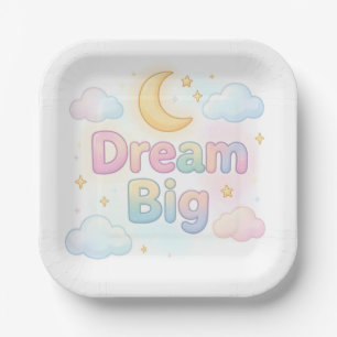 Assiettes En Carton Citation fantaisiste pastel sur fond blanc