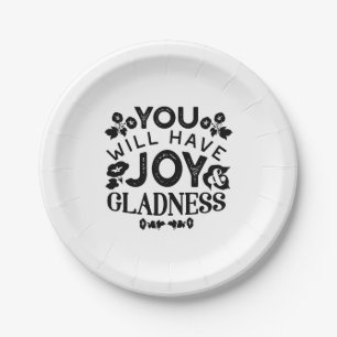 Assiettes En Carton Citation Inspirante de Joie et de Félicité
