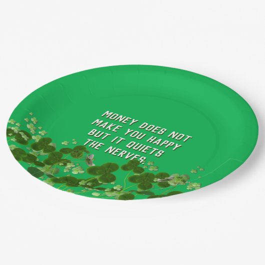 Assiettes En Carton Citation irlandaise avec shamrock (Angle)