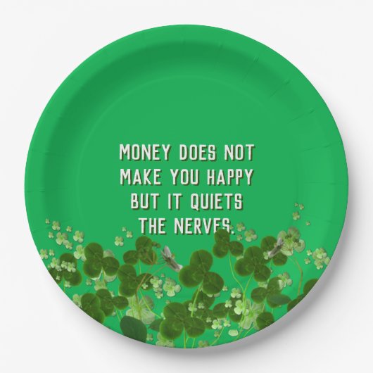 Assiettes En Carton Citation irlandaise avec shamrock (Devant)