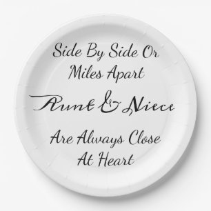Assiettes En Carton Citation Tante & Nièce – Côte à Côte ou à des Mile