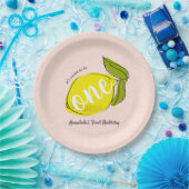 Assiettes En Carton Citron 1er Anniversaire Plaque en papier rose (Fête)