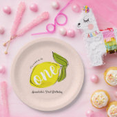 Assiettes En Carton Citron 1er Anniversaire Plaque en papier rose (Fête)