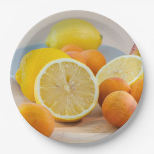 Assiettes En Carton Citron Agrumes Et Abricots Fruit Alimentation Phot