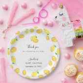 Assiettes En Carton Citron Baby shower à thème Citrus Script moderne (Fête)